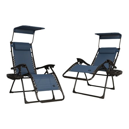 SNOW JOE Bliss Hammocks Set of 2 Gravity Free Chairs w Canopy, Drink Tray, and Pillow GFC-026-2DB